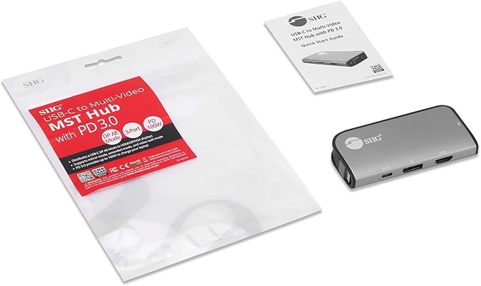 SIIG USB-C MST Hub with PD 3.0 USB-C to DP/HDMI/VGA Single 4K30+Dual 1080p or Triple 1080p Video outputs PD 100W for Windows and Chromebook laptops (DP Alt Mode) NOT for Mac OS (CB-TC0G11-S1)