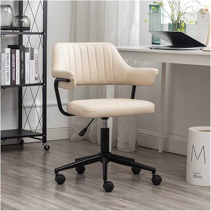 Adjustable Office Computer Chair with Armrest Simple Office Chair Home Comfortable Swivel Chair Breathable Student Dormitory Office Chair(White)