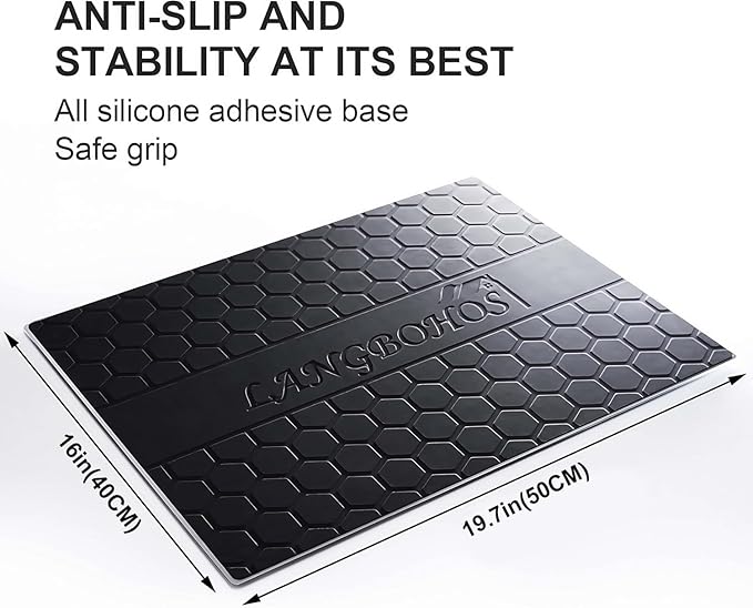 Extra-Large Glass Mouse Pad (Black-19.7 * 16'') Micro Etched Surface and Whole Silicone BaseGaming Mouse Pad Improved Precision and SpeedDurable Easy to Clean