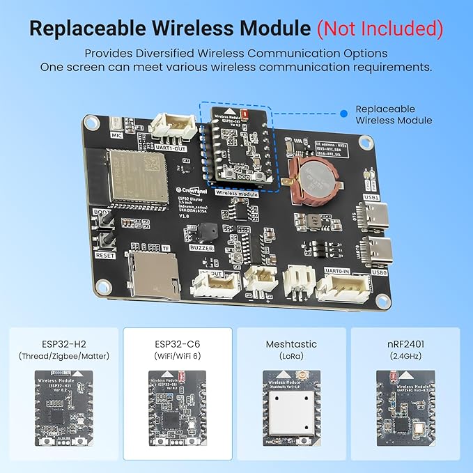 ELECROW ESP32 Display 480×320 3.5 HMI Advanced ESP32 IPS Touch Display Support AI Speech Interaction 32-Bit LX7 Dual-Core Processor Up to 240MHz Compatible with Arduino ESP-IDF and LVGL
