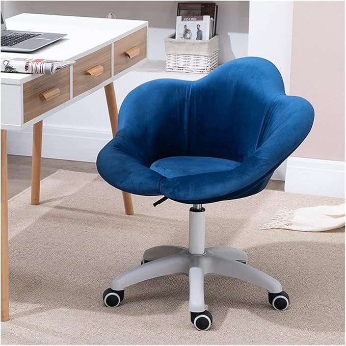 Adjustable Office Computer Chair with Armrest Small Apartment Computer Chair for Student Dormitory Study Makeup Chairs Home Rotating Writing Office Chair(Blue)