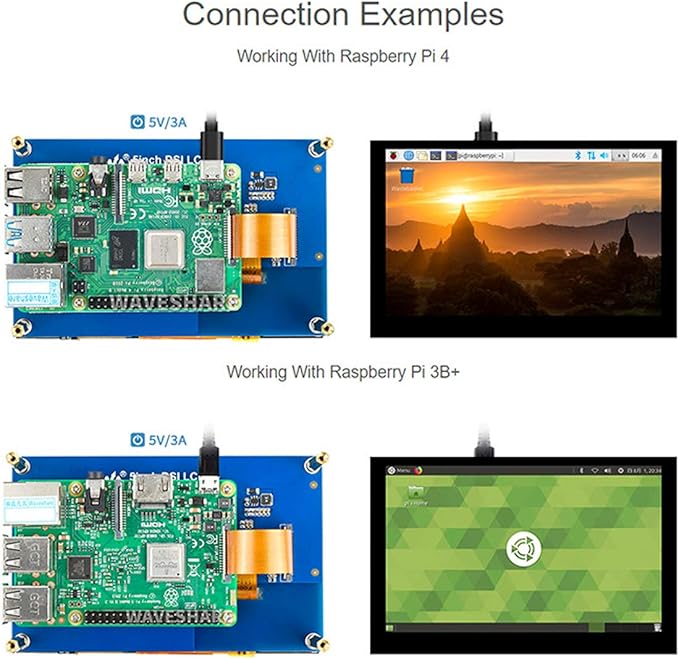 waveshare Compatible with Raspberry Pi Touchscreen 5inch DSI LCD Touch Screen 800×480 Resolution TFT LCD Display Monitor for Raspberry Pi Model 4B/3B+/3A+/3B/2B/B+/A+CM3/3+