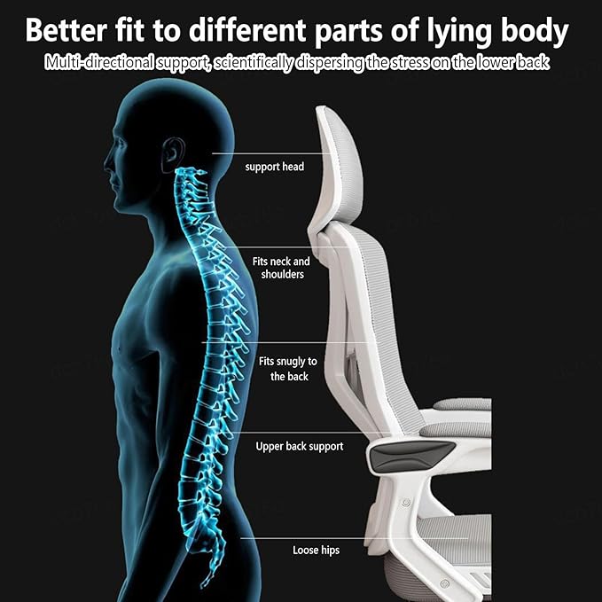 Computer Chair with Footrest Retractable Footrest with Adjustable Lumbar Support Computer Chair Gaming Breathable Meshfor Home/Study/WorkingBlack