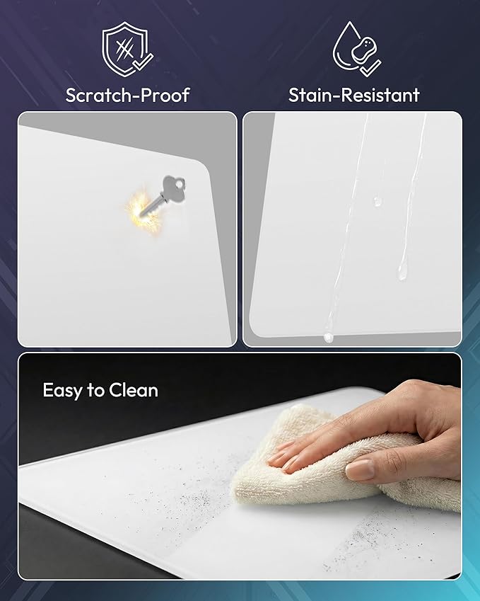 Glass Mousepad for Gaming | 2mm Ultra-Thin Hard Gaming Mousepad | Mouse Pad for Esport 12.2x16.1 | Tempered Glass Ultra-Smooth AF Surface | Precise Tracking High-Speed Non-Slip Base