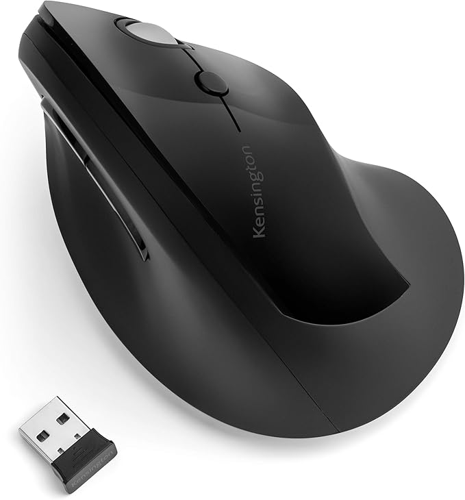 Kensington Pro Fit Ergo Vertical Wireless Mouse- Black (K75501WW) 2.8x3x4.4