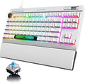 ZIYOU LANG Mechanical Gaming Keyboard87 Keys Chroma RGB LED BacklitWhite Computer KeyboardPU Wrist RestMultimedia KeysAnti-ghosting KeysWaterproof Light Up USB Wired Keyboard for PC Mac Xbox