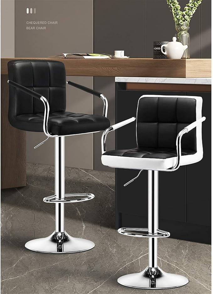 Mlaea Home Bar Chair Lift Desk Chairs TV Station Lounge Laboratory Chair with Arm Support Computer Racing Gaming Chair(Size:38.5 * 44-56CMColor:Black)