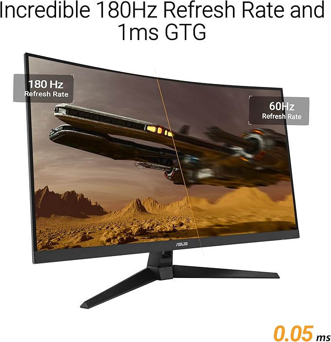 ASUS TUF Gaming 31.5” 1440P Curved HDR Gaming Monitor (VG32WQ3B) – QHD (2560 x 1440) 180Hz 0.5ms 1500R Extreme Low Motion Blur FreeSync 90% DCI-P3 Shadow Boost DisplayWidget 3 yr Warranty
