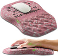 Ergonomic Slope Mouse Pad Wrist Support Wrist Rest Mousepad for Carpal Tunnel Pain Relief with Massage Bulge and Slow Rebound Memory Foam (12x8 inch Pink Stay Positive)