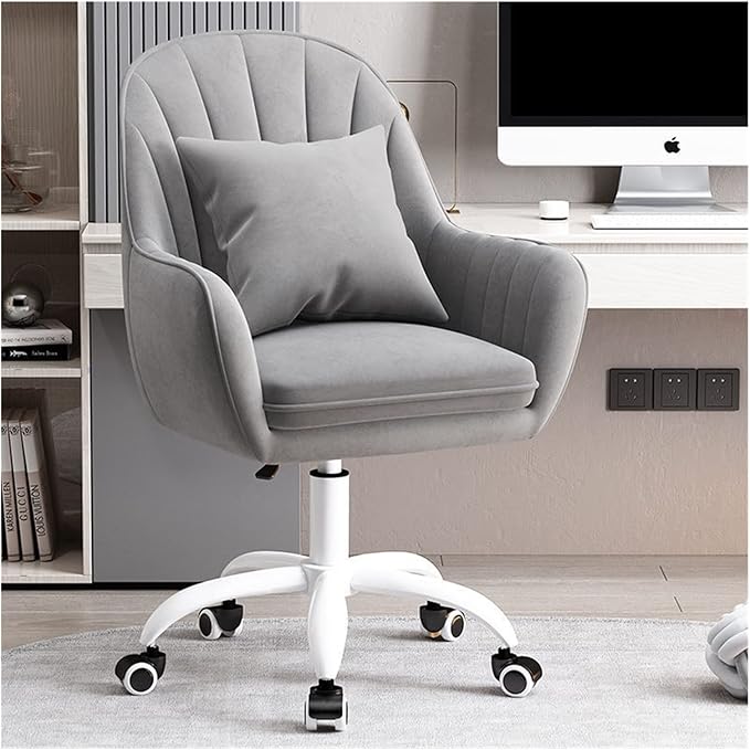 Adjustable Office Computer Chair with Armrest Chair Home Backrest Comfortable Office College Student Girl Dormitory Study Makeup(Gray)