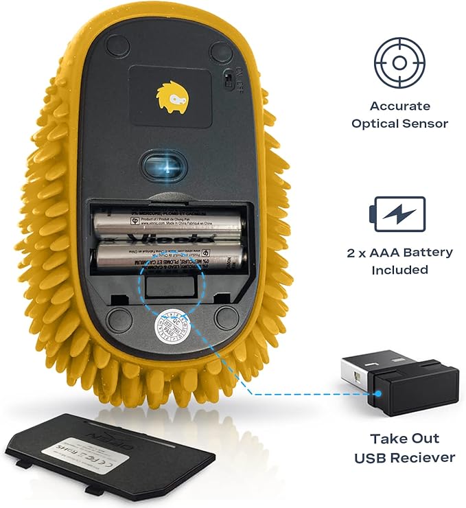 HedgeHog Health Hoglet Wireless Computer Mouse – Cute Functional and Tactile Fidget Tool. Combines Stress Relief with Comfort and Style Perfect for Enhancing Focus and Productivity.