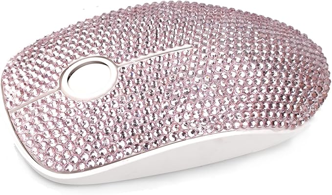 Luxury Bling Crystal Rhinestone Wireless Mouse - 2.4G Silent Wireless Mouse with Nano Receiver 1600 DPI Precise Control for Notebook Computer PC Laptop MacBook - Pink