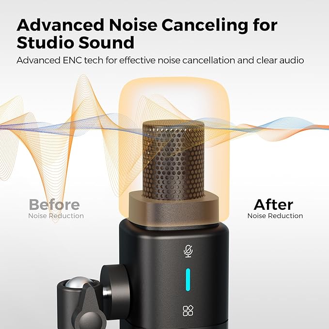 NearStream AM25X Gen2 XLR/USB Condenser Microphone with Noise Canceling/Volume Control/Headphone Jack/Mute Podcast Microphone for PC/Audio Mixer Desktop Mic for Stream/Podcast/Gaming/Music Record