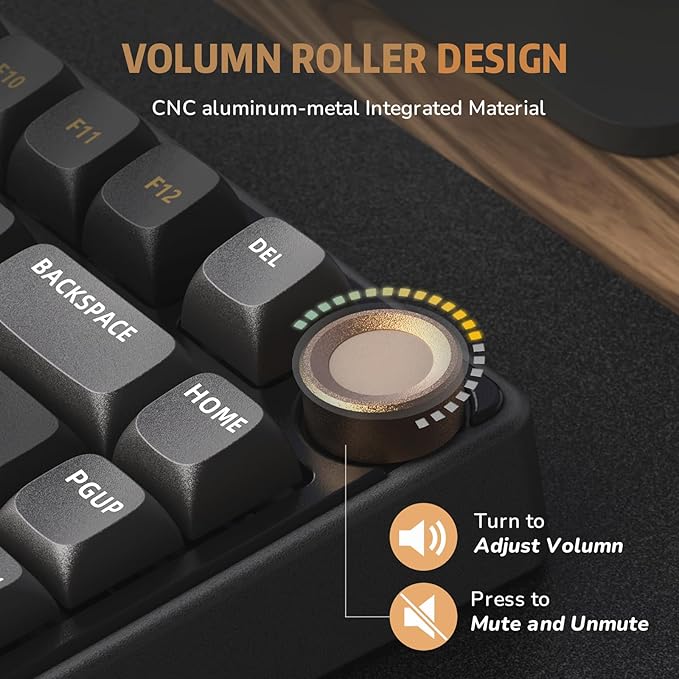 RK ROYAL KLUDGE R75 Wired Gaming Keyboard with Volume Knob 75% Mechanical Gaming Keyboard Custom Gasket Mount with MDA Profile PBT Keycaps QMK/VIA Hot Swappable Silver Switch Black