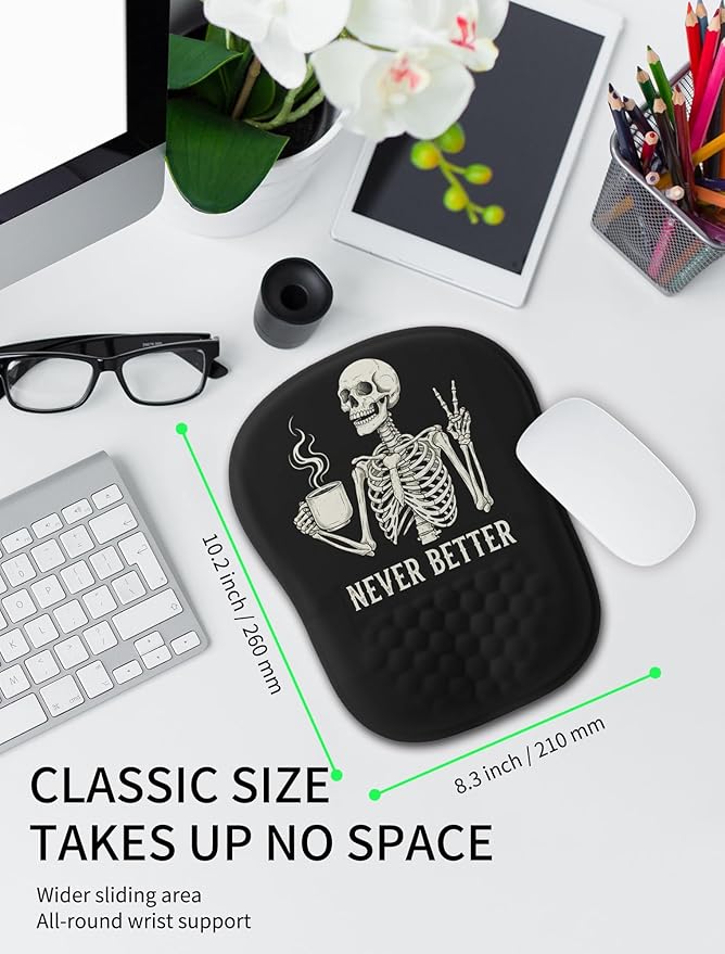 Hokafenle Ergonomic Wrist-Hugging Mouse Pad Wrist Support U-Shaped Holding Wrist Rest Mousepad for Carpal Tunnel Pain Relief with Cushioned Memory Foam Slope Massage Bulge (10.2x8.3 inNever Better)
