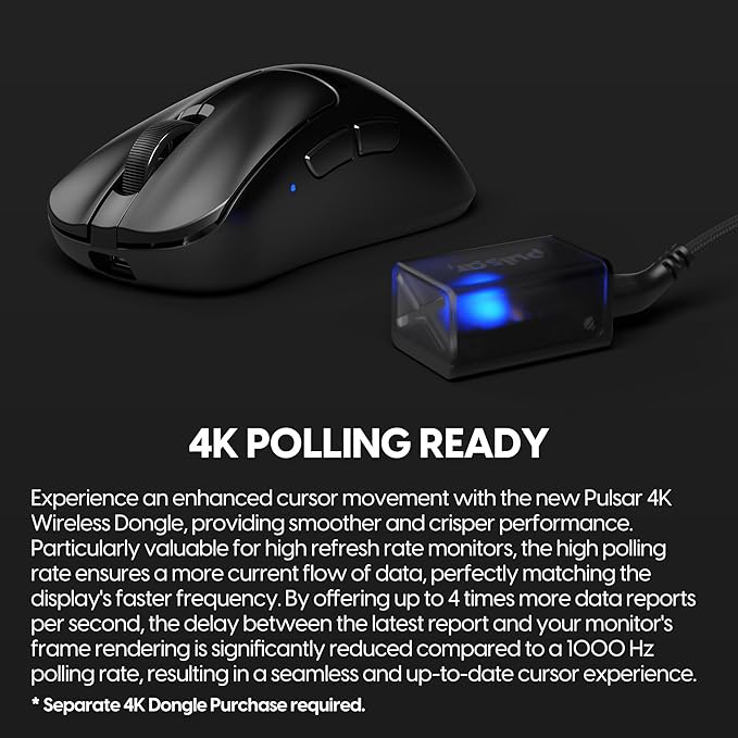 Pulsar Gaming Gears - Xlite v3 Large Wireless Gaming Mouse Ultra Lightweight 2.05 oz (58 g) Ergonomic Optical Switches PAW3395 Optical Sensor (Large Wireless Black) (Renewed)