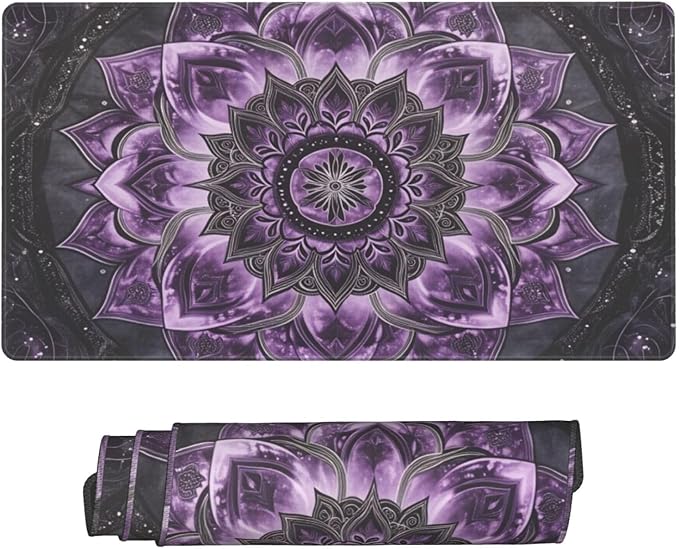 Purple Mandala Boho Floral Desk Cover MatExtended Large Mouse PadComputer Laptop Mat Desk Decor for Office Game Home 30x16 Inch