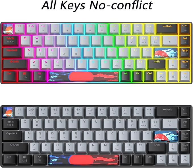 Protable 60% Percent Gaming Keyboard Mechanical Mini Compact RGB Backlit 68 Keys Wired Office Keyboard with Red Switch for Mac/Win (Dolch/red Switch 68)