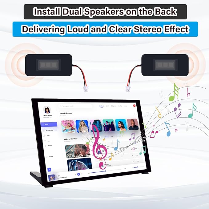 GeeekPi 10.1 inch Capacitive Touchscreen for Raspberry Pi HDMI Monitor IPS 1280X800 LCD Display with Dual-Speaker for Raspberry Pi 5/4B/3B+/3B/B+ with Mount Hole to Install Raspberry Pi Board