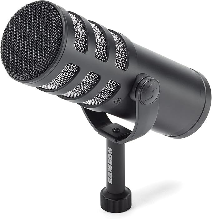 Samson Q9x Dynamic Broadcast Mic for Podcasting Streaming and Studio Recording Black &amp MD5 Desktop Microphone Stand
