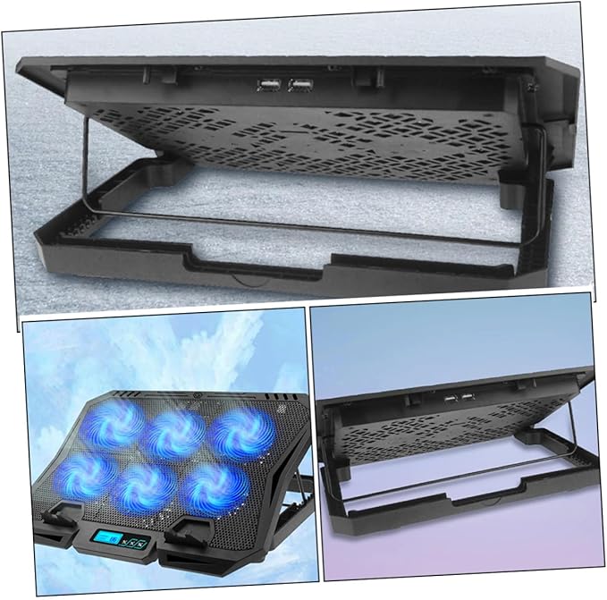 Laptop Cooling Pad 15.6-inch with 6 Fans Adjustable Speed Quiet Cooling Stand for Gaming and Office Use Blue Light USB Powered for Laptops
