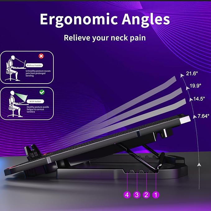 AICHESON S035 Purple Laptop Cooler and Gaming Laptop Cooling Stand AA2 Set
