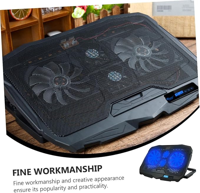 Laptop Cooling Rack with Silent Fans Cooling Stand with Skid Feet and Ventilated Panel for Notebooks Portable Heat Dissipation for Home Office School Use