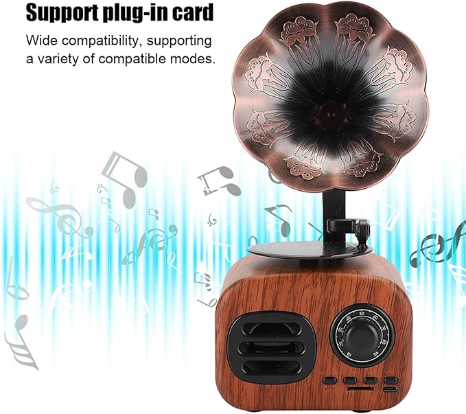 Heayzoki Retro Bluetooth Speaker Portable Walnut Radio Mini Loudspeaker Music Player for Desktop Laptop Walnut