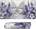 Purple Floral Butterfly Desk Cover MatExtended Large Mouse PadComputer Laptop Mat Desk Decor for Office Game Home 30x16 Inch