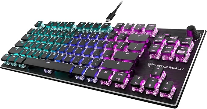 Turtle Beach Vulcan TKL Tenkeyless Linear Mechanical Titan Switch PC Gaming Keyboard with Per-Key AIMO RGB Lighting Anodized Aluminum Top Plate and Detachable USB-C Cable - Black
