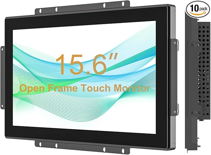 15.6 Inch Open Frame Touchscreen Monitor Surface is IP65 Waterproof 1920 x 1080 @ 60Hz TFT LCD IK08 Industrial Touch Screen Monitor 10 Finger Capacitive Touch