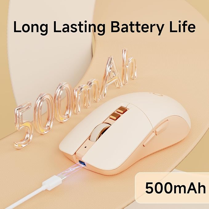 EWEADN G309 Wireless Computer Mouse2.4G&ampBluetooth Ergonomic Cordless Mice with 4000 DPI5 Adjustment LevelsCute and Portable Mouse for Laptops PC and More7 Buttons Office USB Mice-Pink