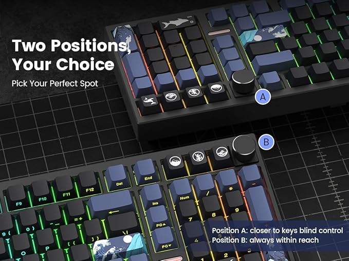 Womier Wireless Gaming Keyboard Mechanical Keyboard 98% Creamy Keyboard RGB Backlit with Number Pad and Volume Knob BT5.0/2.4GHz/USB-C Mode Hot Swappable Custom Keyboard with Linear Switches