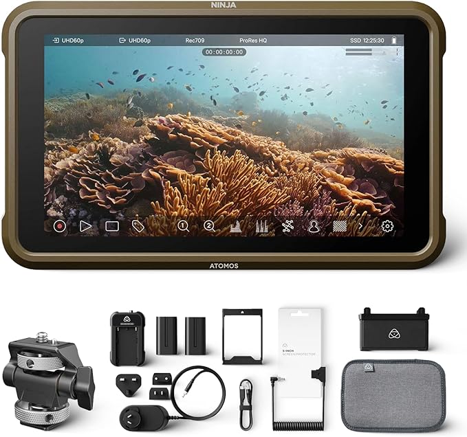 Atomos Ninja 5.2 4K HDMI Recording Monitor 5 Accessory Kit (Version II) for Select Shinobi and Ninja Monitors Swivel and Tilt Adjustable Monitor Mount Bundle Set