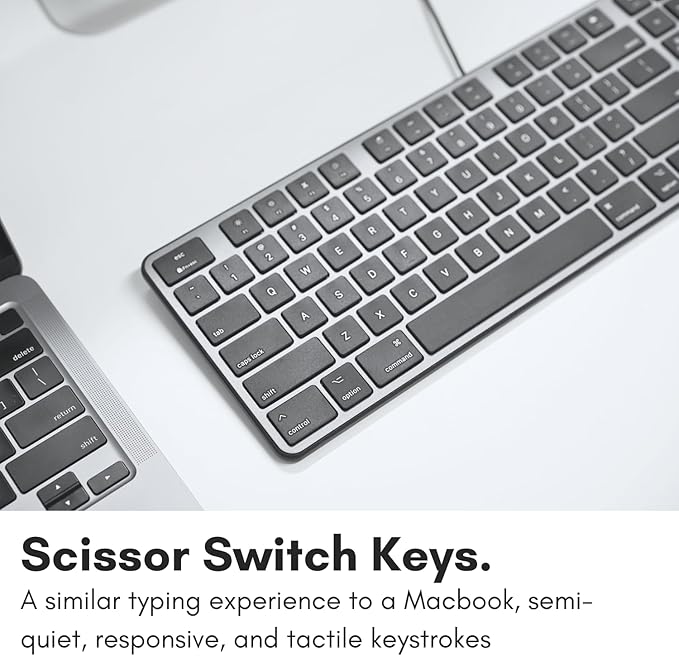 Macally Slim USB Wired Keyboard for Mac - Compatible Full Size Apple Keyboard with 104 Key Layout &amp 16 Shortcut Keys - Scissor Keycaps for Tactile Typing for Mac mini MacBook Pro/Air iMac