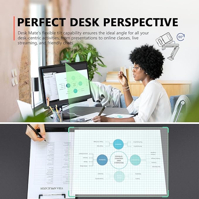 Desk Mate - Hybrid HDR Streaming Webcam with AutoFocus &amp Tracking HD 1080p Noise Reduction Software Control for Google Gemini