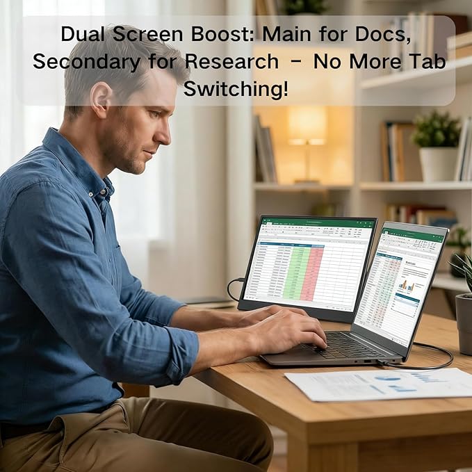14inch Portable Monitor 1200 IPS Panel 60Hz Refresh Rate USB-C Port for Laptops Compatible with PS4/PS3/Xbox One/Switch
