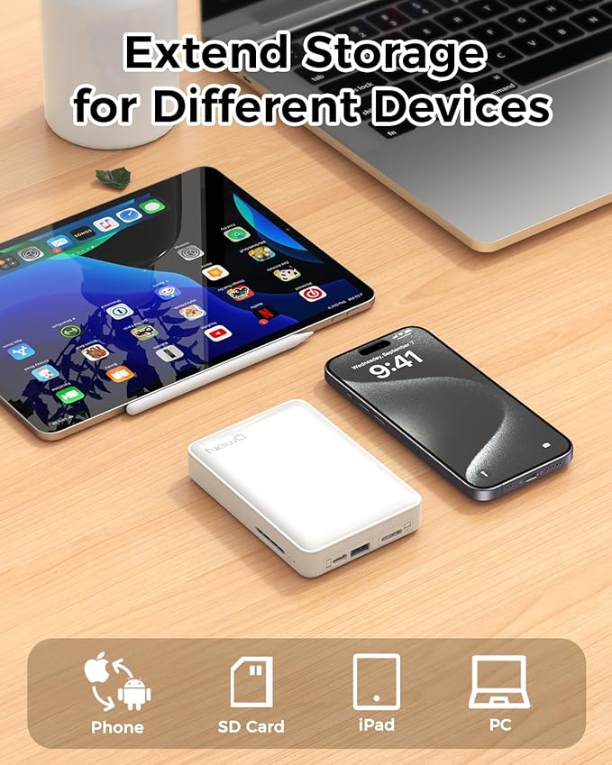NEWQ Hard Drive for Phone &amp Computer: USB Flash Storage Device Photo Memory Stick for iPhone iPad MacBook Compatible with Apple iOS &amp Android Cellphone Backup Pictures Videos Etc (2 TB)
