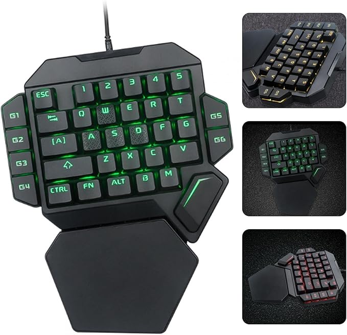 Joyzan One Handed Keyboard Wired RGB Mechanical Gaming Keyboard 35 Key Backlit USB Professional Mini Keypad Support 6 Macro Keys Portable Single Hand Ergonomic Controller Wrist Rest PC Gamer Laptop