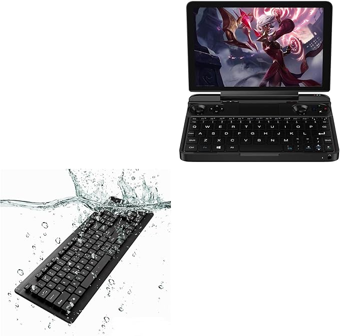 BoxWave Keyboard Compatible with 6 Goodlife623 GPD Win Max 2021 Mini Laptop Gamepad - AquaProof USB Keyboard Washable Waterproof Water Resistant - Jet Black