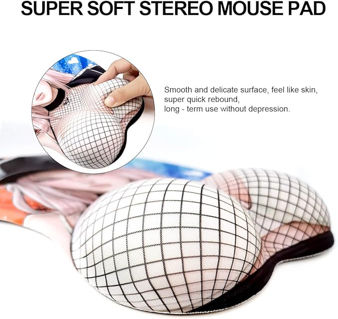 3D Anime Gaming Mousepad Ergonomic Mouse Pad with Wrist Support Rest Mousepad Gel Wrist Rest Memory Foam Non-Slip &amp Pain Relief for Computer Wireless Home&ampOffice Streetwear Chloe KG Alpha