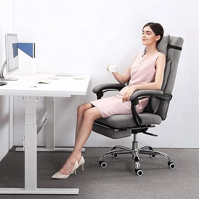 Office Computer Chair Gaming Chair Office Chair Swivel Chair Executive Swivel Office Chair with Footrest Linen Ergonomic Office Reclining Chair Adjustable High Back Office Armchair Computer Desk Chair