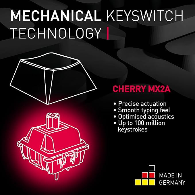 Cherry MX 3.0S Wired Mechanical Gaming Keyboard Robust Aluminum Housing RGB-Lighting Full Key Rollover Anti Ghosting MX2A Silent RED Switches Black