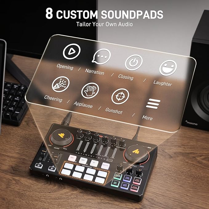 MAONO XLR Podcast Microphone Cardioid Studio Dynamic Mic for Vocal Recording Streaming Voice-Over Voice Isolation Technology Metal Mic Works for Audio Interface Mixer Sound Card