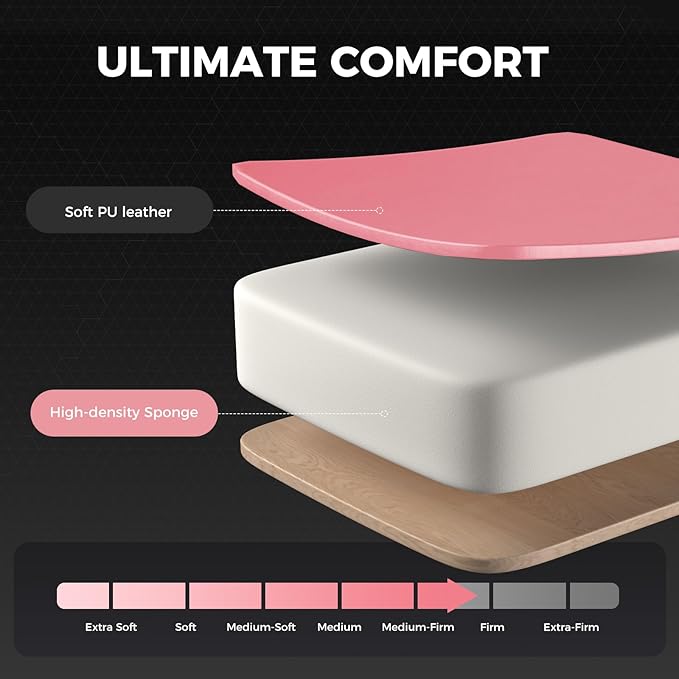 GTPLAYER Gaming Chair Computer Chair with Footrest and Lumbar Support Height Adjustable Game Chair with 360°-Swivel Seat and Headrest and for Office or Gaming (Faux Leather Pink)