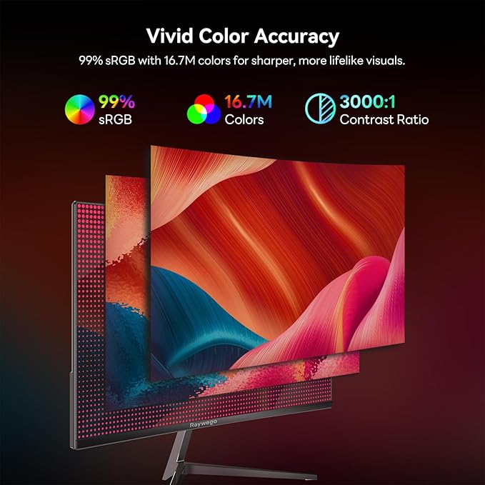 24 inch Curved Monitor 100Hz 1ms Computer Gaming Monitor FHD 1920×1080P3000:1 Contrast Ratio with FreeSync &amp Eye-Care Technology HDMI×1VGA×1 for Gaming Home OfficeWall Mount Install