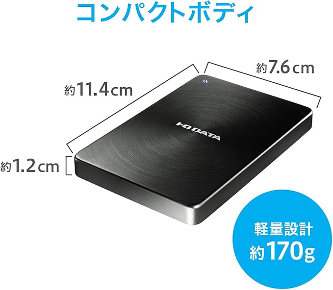 アイ・オー・データ I-O Data HDPX-UTC1K Portable Hard Disk 1TB USB 3.1 Gen 1/Type-C Compatible Full Aluminum Body Mac Time Machine Compatible Made in Japan