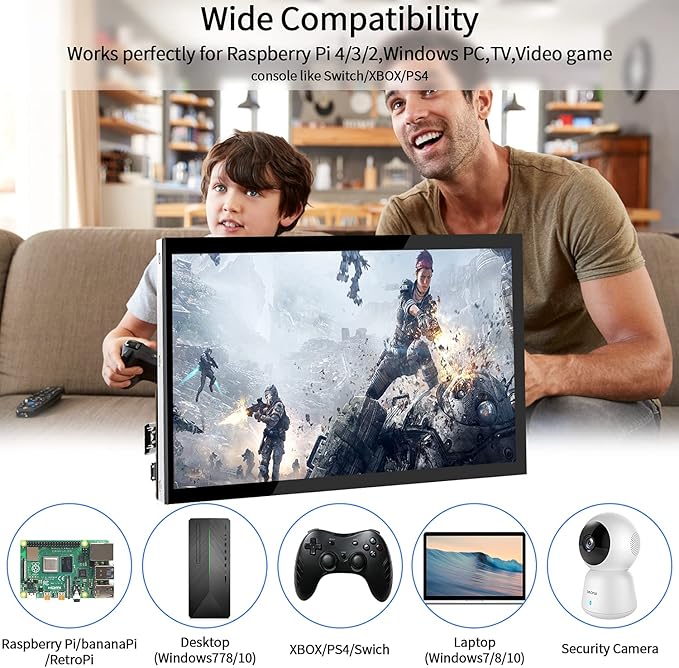 HMTECH Raspberry Pi Screen 10.1 Inch Touchscreen Monitor 1024x600 Portable HDMI Monitor 16:9 IPS Screen Display for Raspberry Pi 5/4/3/2/Zero/B/B+ Win11/10/8/7 Free-Driver