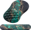 Mouse Pad Wrist Support Laokiiy 2 in1 Keyboard Wrist Rest+ Ergonomic Mouse Pad Non-Slip Wrist Rest for Computer Keyboard Made Easy Typing &amp Relieve Wrist Pain（Green Gold Black Marble）