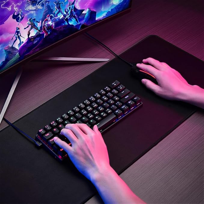 60% Mechanical Gaming Keyboards 61 Keys RGB Backlight Mini Keyboard Ultra Thin Compact Mechanical Keyboard fit for Office &amp Home for Vista/7/8/8 Pro